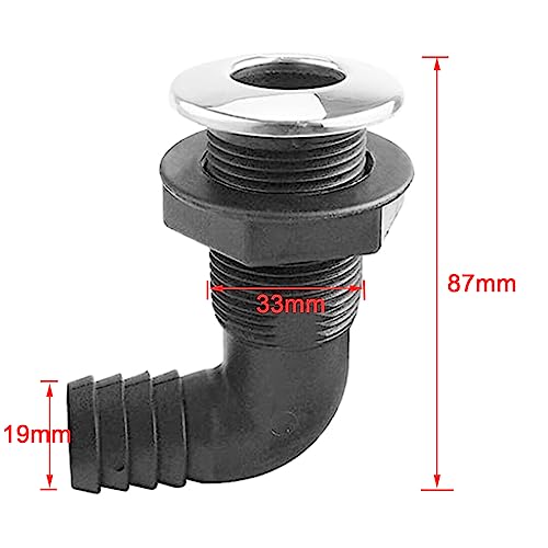 90 Degree Nylon Thru-Hull Connector for Marine Deck Drain 3/4" Hose Fitting