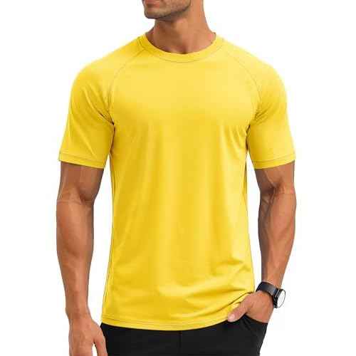 MAGCOMSEN Men's Short Sleeve UPF 50+ T-Shirt Swim Quick Dry Rash Guard Athletic Surf Shirts Performance Water Shirts