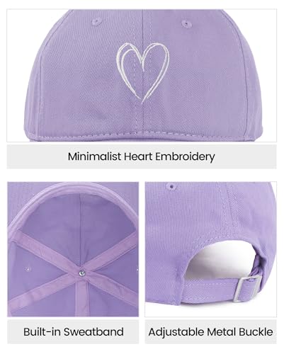 American Trends Women's Baseball Cap with Heart Embroidery - Light Purple, One Size
