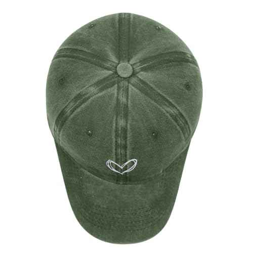 Vintage Heart Embroidered Baseball Cap Distressed Adjustable Hat for Women Low Profile Dad Hats Unisex Cotton Cap