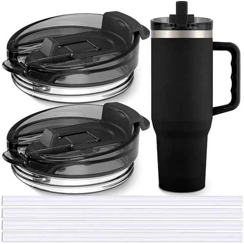 Jmoe USA 40 oz Replacement Lid For Yukon Fit Forty Tumbler With Handle | 2 in 1 Straw Lid | Made of BPA Free Tritan Plastic | 100% Leakproof Design | Dishwasher Safe (2-Pack)