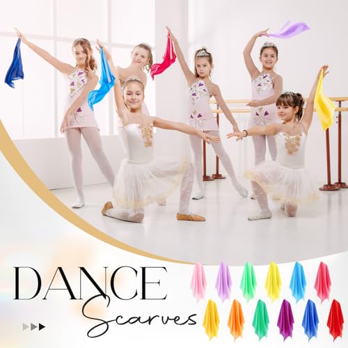 Colorful Chiffon Juggling Scarves - 24 x 24 Inches Bulk Set of 24 - Dance & Performance Props Variation of THIS listing