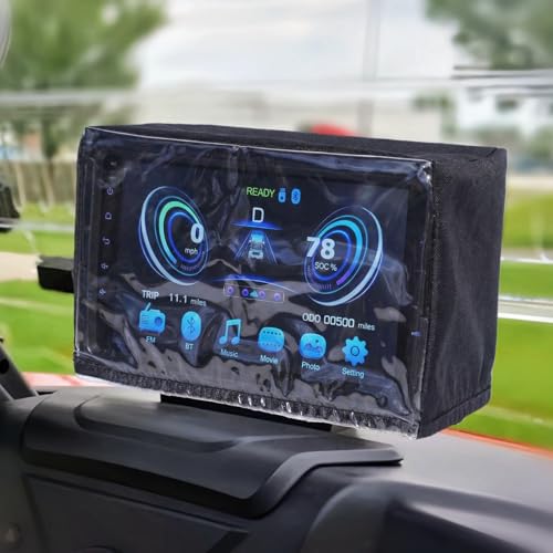 Woho Waterproof Touchscreen Cover for Golf Cart with Elastic Opening - Black with Clear Window