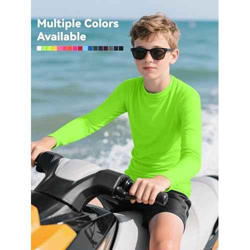 Youth Neon Shirts Dry Fit Long Sleeve Athletic T-Shirts Boys Girls UPF 50+ Quick Dry Neon Shirt for Kids 2T to Youth