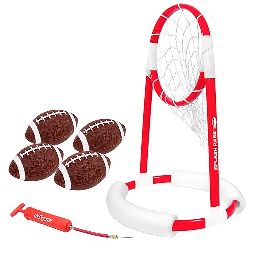 Floating Pool Football Game Set with Hoop, 4 Water Footballs & Pump