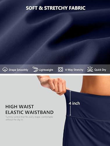 18 Inch Navy Golf Skort for Women with Pockets - Summer Casual Skirt