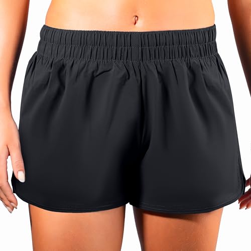 Women's Lori Stretch UPF 50+ Active Swim & Workout Boardshort - Large Black