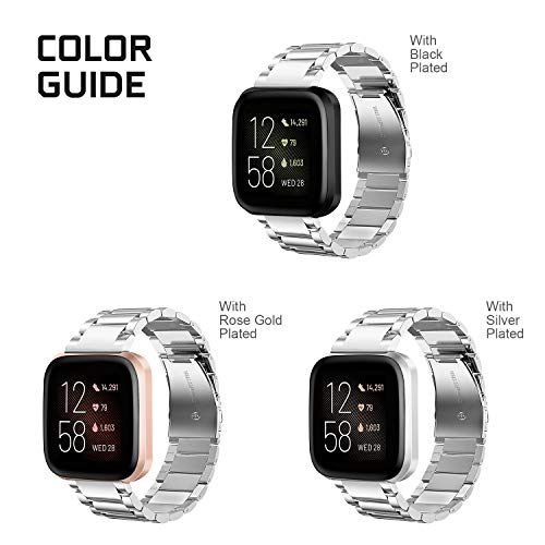 FINTIE Metal Watch Band for Fitbit Versa 2, Versa Lite & Versa 1 - Silver