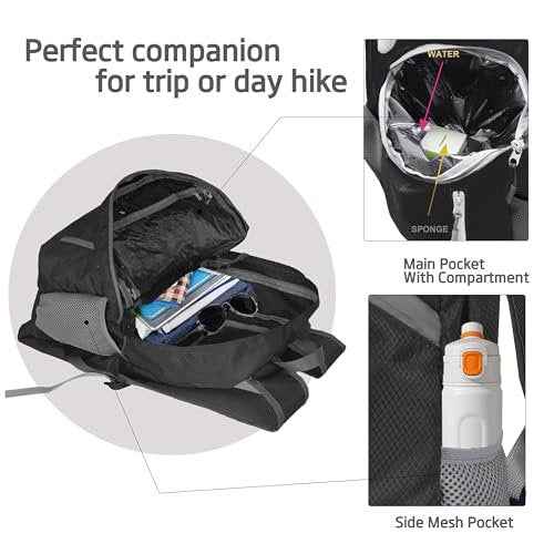 35L Foldable Waterproof Backpack For Outdoor Sports Travel Inside Wet Clothes Compartment Packable For Multiple