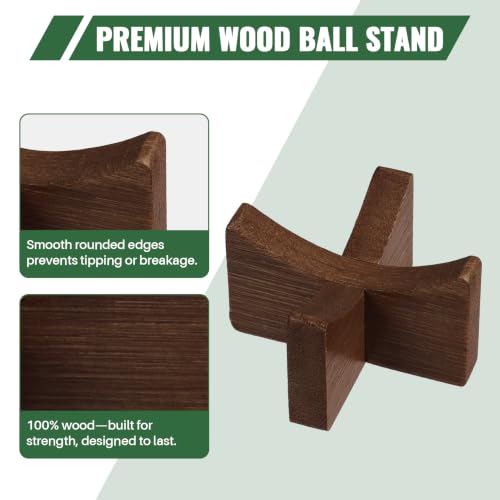 Walnut Wooden Ball Storage Stand Holder for Softball & Baseball - 4 Pack