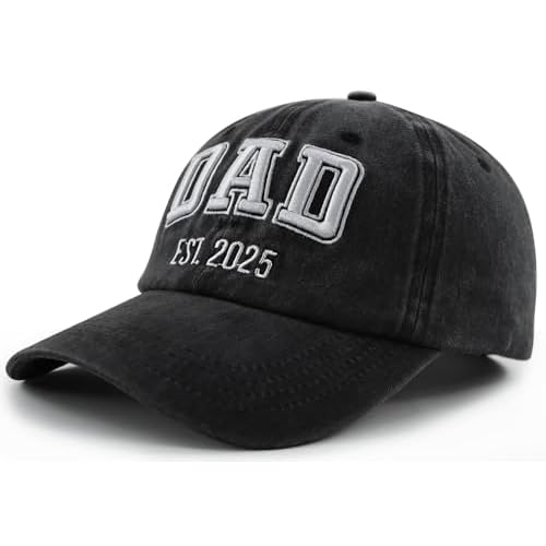 SHANVANKE Funny Dad Est 2025 Hat for Men, Adjustable Cotton 3D Embroidered Daddy Baseball Cap