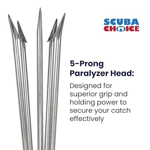 Scuba Choice Spearfishing 6" Stainless Steel 5-Prong Paralyzer Tip w/Barbs – Durable Replacement Spear Head for 6mm Thread Pole Spears – Lionfish Hunting Accessory