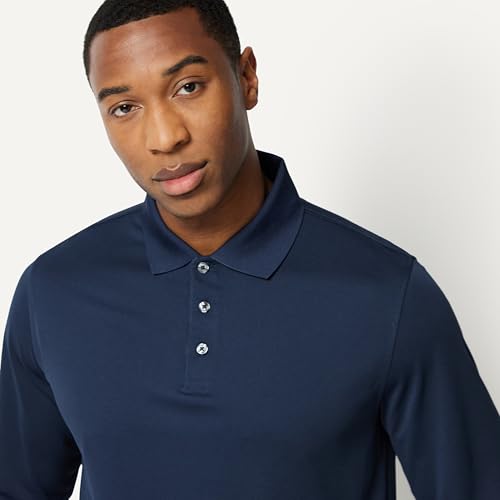 Men's Quick Dry Golf Polo Shirt - Regular Fit, Large, Dark Navy