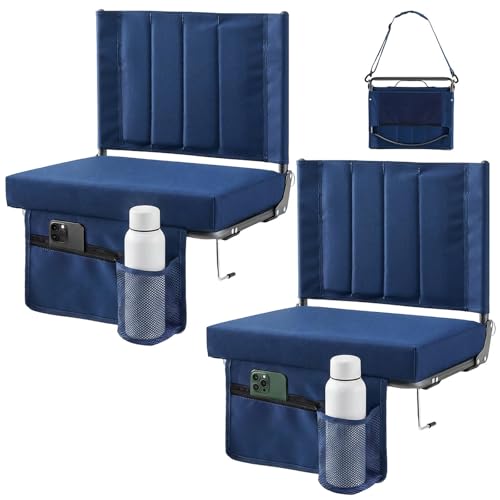 Navy Blue 2-Pack Stadium Seats with Back Support - Bleacher Chairs
