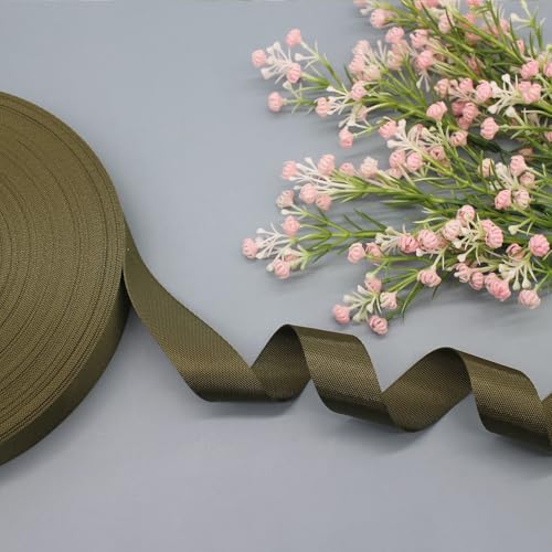 Heavy Duty Nylon Webbing Straps 1 Inch x 10 Yards - Olive Green, Durable DIY
