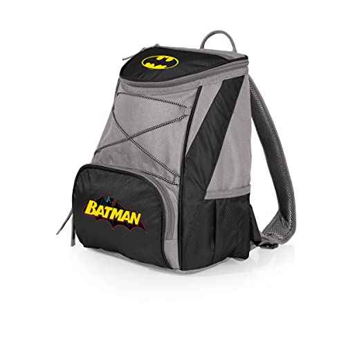 Picnic TIME DC Comics Batman PTX Backpack Cooler, Soft Cooler Backpack, Insulated Lunch Bag, (Black with Gray Accents)