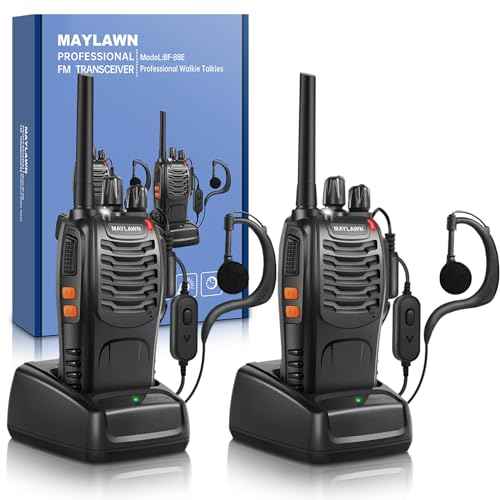 Walkie Talkies Pack of 2, Walkie Talkies Long Range for Adults with Rechargeable Batteries, Two Way Radios with LED Light Earpieces and Chargers, 16 Channels, Supports VOX Function