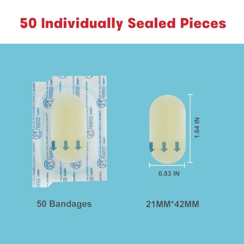 Hydrocolloid Gel Bandages for Minor Wounds - 50 Count, 0.83 x 1.65 in