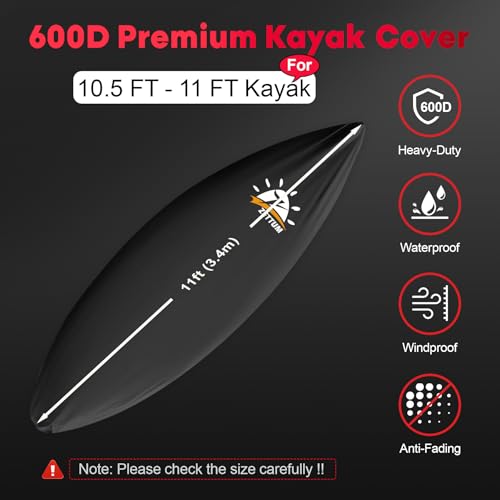 11 Ft Waterproof Kayak Cover - Heavy Duty Canoe & Paddle Board Protection