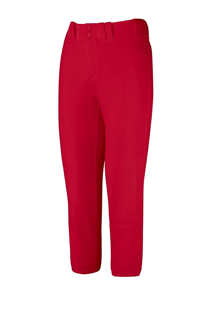 Mizuno Girls' Belted Fastpitch Softball Pant - Red, Large