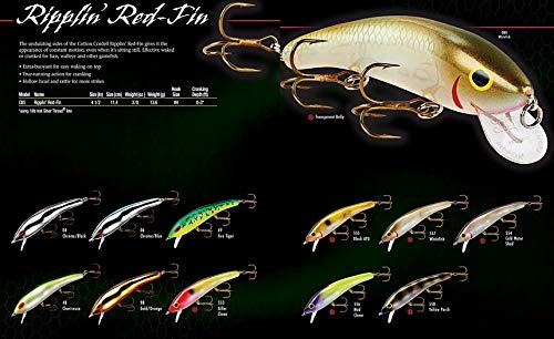 Cotton Cordell Ripplin' Red-Fin Crankbait Fishing Lure 4.5 Inch 3/8 Oz - Fire Tiger / Standard