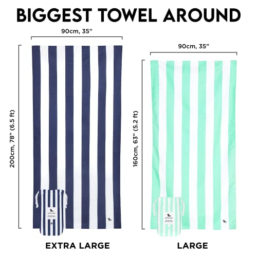 Dock & Bay Beach Towel - Quick Dry, Sand Free - Compact, Lightweight - 100% Recycled - Includes Bag - Cabana - Whitsunday Blue - Large (160x90cm, 63x35)