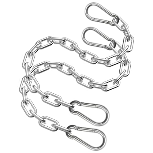 Heavy Duty Stainless Steel Chain with 4 Carabiners - 2 Pack for Gym Hammock Swing Punching Bags