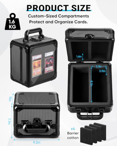 Card Storage Box with Display Window for Up to 60 Slabs - Portable Collectible Case