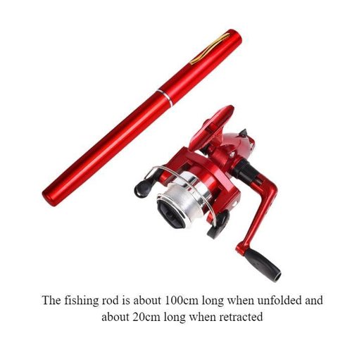 Yiju Compact Fishing Rod and Reel Combo for Travel and Outdoor Use, Red