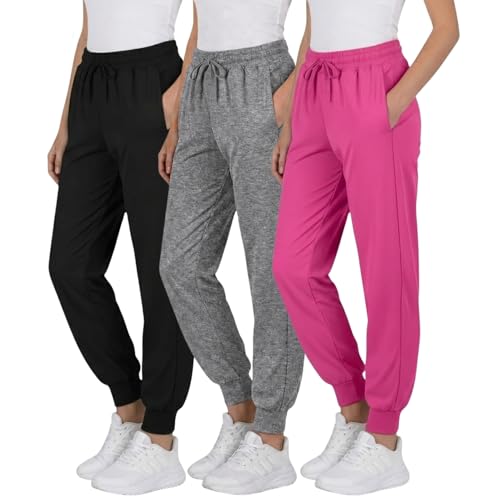 Girls Lightweight Joggers 3-Pack - Size 14-16, Rose Charcoal Black Variation