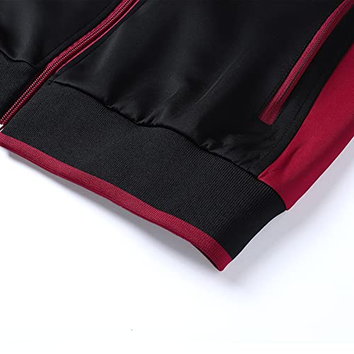 Men's Casual Athletic Tracksuit Set Large Black and Red - Full Zip Sweatsuit