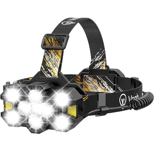 Rechargeable Headlamp Flashlight, Super Bright Head Lamp, 12 Modes Motion Sensor Head Light, Waterproof Head Lamps for Hunting Camping Hiking, Digital Screen Headlamps for Adults