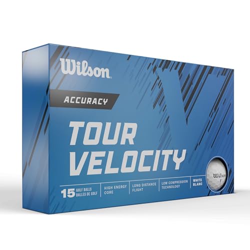 Wilson Tour Velocity Distance Golf Balls - Accuracy Variation, 15 Pack, White