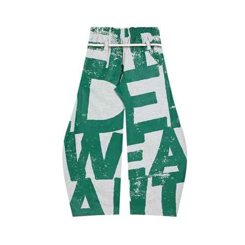Aelfric Eden Print Baggy Barrel Sweatpants Wide Leg Pants for Women Men Casual Elastic Waist Unisex Graphic Lantern Trouser