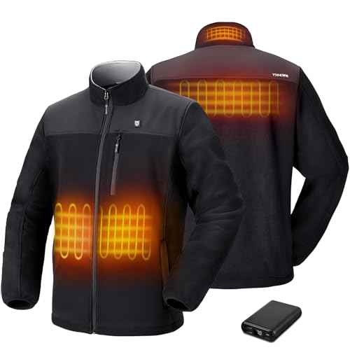 TIDEWE Heated Jacket Pro for Men, Rechargeable Battery-Powered Fleece Coat for Hunting (Black, Camo, Size S-XXXL)