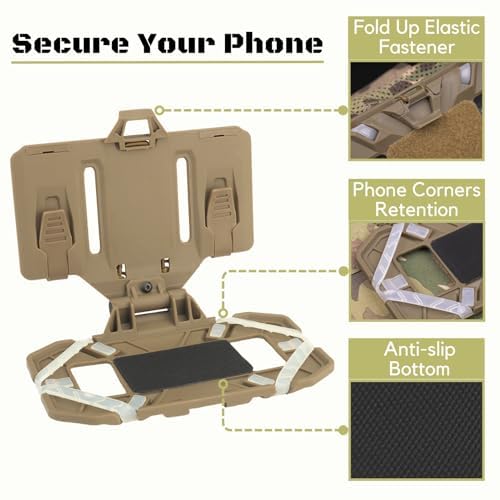 Let-Me-Be FoldPanel Chest Vest Set, Chest Rig Phone Mount for Plate Carrier Accessory Navigation Board, Outdoor Hiking Fishing Cycling Tactical Vest Wearable Phone Carrier for 4.7"-6.7" Screen (Black)