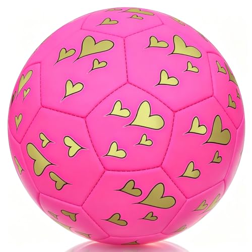Soccer Ball Size 3 for Girls Little Kids - Golden Love, Ages 3-7