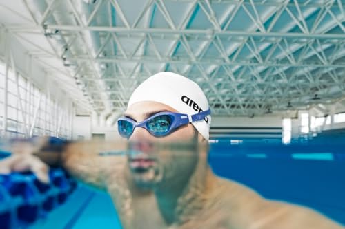 Unisex Swim Goggles with Anti-Fog Coating & Orbit-Proof Seals - Light Blue/White/Blue