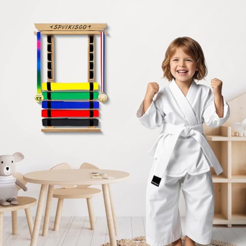 Bamboo Karate Belt Display Rack for Martial Arts Belts - No Assembly Needed