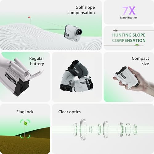 Gogogo Sport Vpro GS24 Golf & Hunting Laser Rangefinder, 7X Magnification, 1200 Yard Distance Measuring Range Finder with High-Precision Flag Pole Locking Vibration Function Slope Mode Continuous Scan