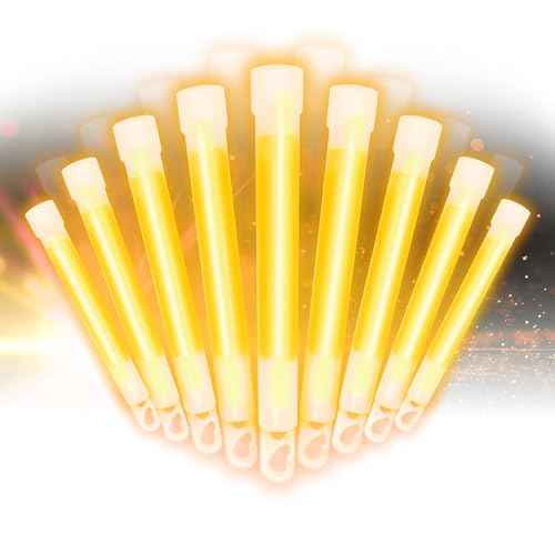 Glow Fever Super Bright Emergency Safety Military Grade Glow Sticks with 30 Minutes Duration. Great for Concerts Live Events, Camping, Dancing, Weddings and Summer Vacation (Orange, 10PCS)
