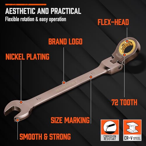 12-Piece Metric Flex-Head Ratchet Wrench Set with Organizer - Pro Edition