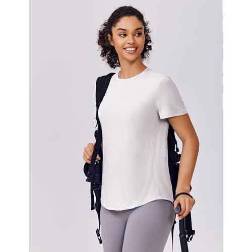 PINSPARK Soft Workout Tops for Women Short Sleeve UV Protection Shirt Quick Dry Athletic Swim Exercise Hiking Travel Shirts