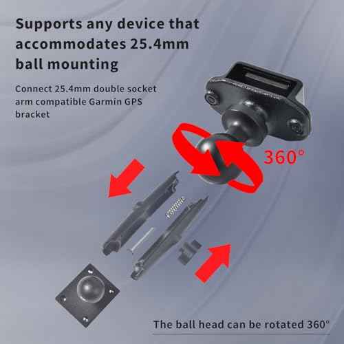 HYS Handheld Ham Radio&Mic with Belt Clip Single Side Radio Mount, CB Radio with Belt Clip Holder Mounting Kit with 1'' Ball Mount Adapter Compatible with RAM Mounts B Size Double Socket Arm