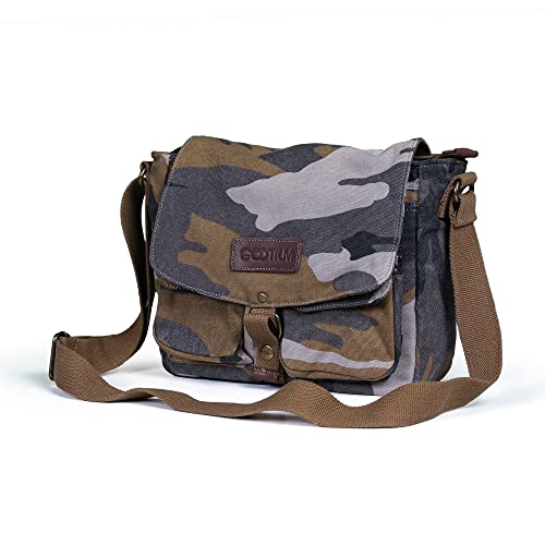 GOOTIUM Canvas Messenger Bag - Vintage Camo Crossbody Shoulder Satchel