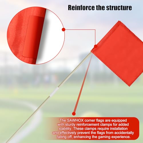 SAWHOX Soccer Corner Flags Set of 4, 67-Inch Portable Football Field Corner Flags for Soccer Rugby Field Hockey