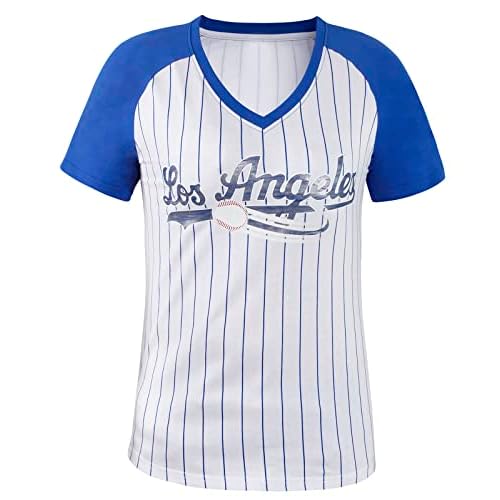 Womens City Baseball Fans V Neck Cage Raglan T-Shirts