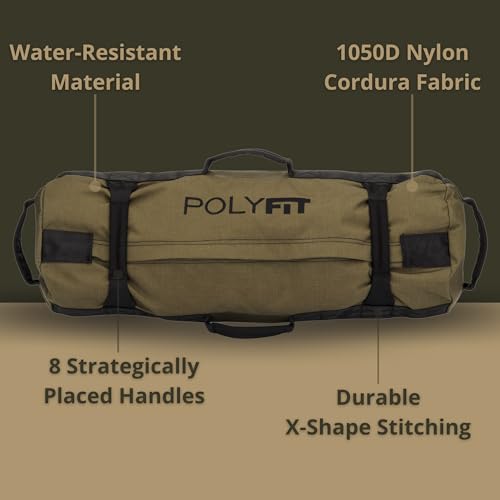 Polyfit Workout Sandbag with 8 Handles - Black, Small 10-50lbs