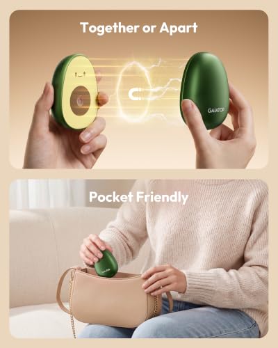 Rechargeable Hand Warmers 2 Pack - Avocado Smiling Face Magnetic Heat