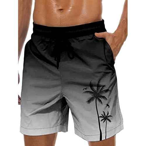 Men's Swim Trunks Hawaiian Bathing Mesh Lining Suit Swimsuits Beach Shorts with Pockets